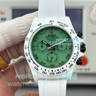 Swiss Replica Rolex Daytona Green Dial Rubber Strap Limited Edition Watch 40mm 